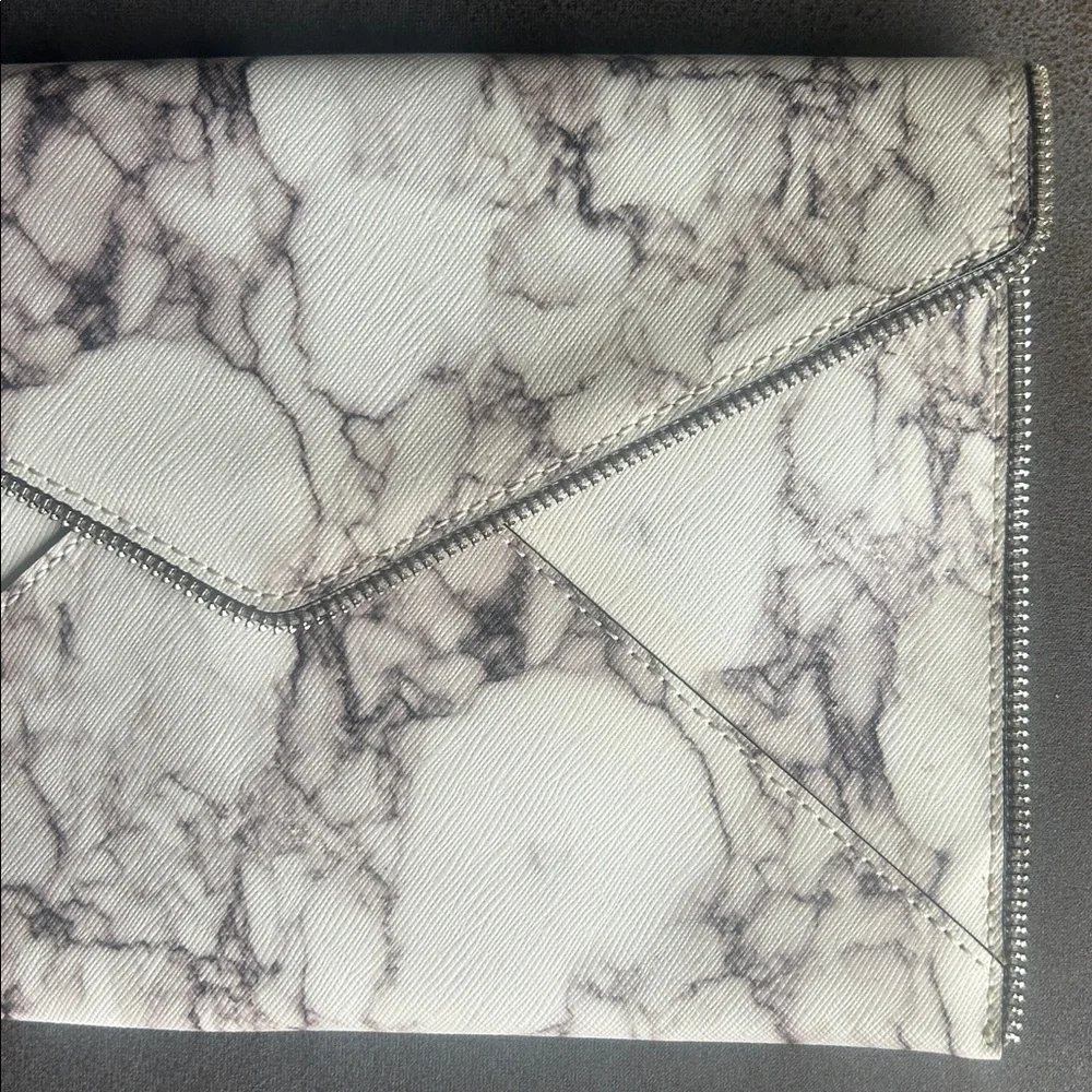 Rebecca Minkoff Leo Leather Marble Grey Envelope Clutch